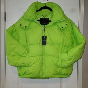 Lucky brand neon green XL puffer jacket